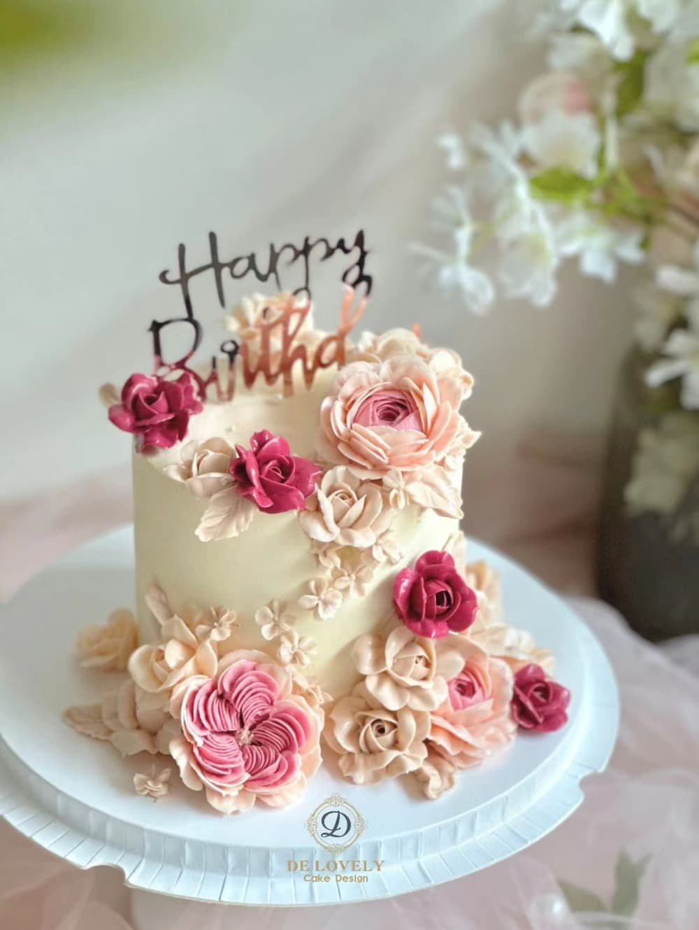 Cake design with flowers discount
